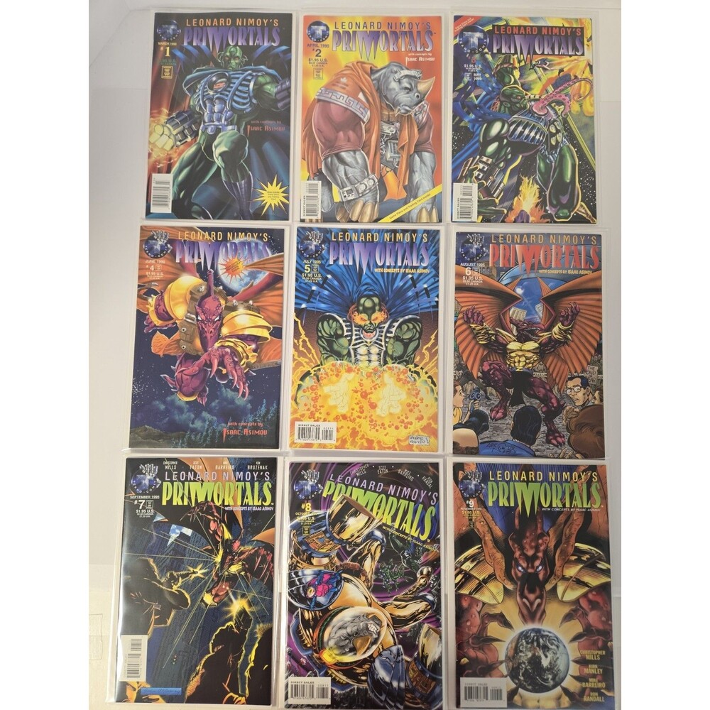 Leonard Nimoy's Primortals #1-9 Tekno Comix 1995 Comic Lot Cards Inserts